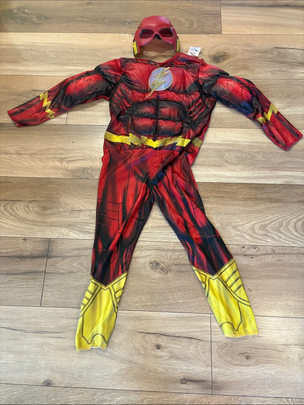 Red Flash-Inspired Kids Costume with Mask - Muscle Chest